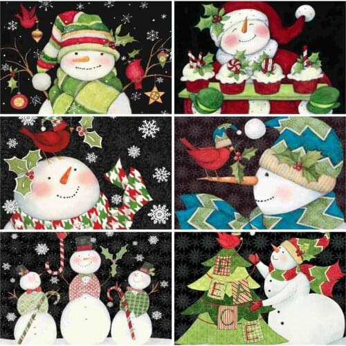 EverShine 5D DIY Diamond Embroidery Snowman Picture Rhinestones Diamond Mosaic Cartoon Cross Stitch Wall Art Full Square Drill
