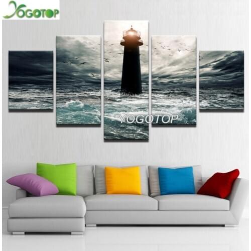 DIY Diamond Painting 5 Panel Lighthouse Seaview 5D Full Drill mosaic Diamond Embroidery Handcraft Kit Home Decor puzzle ML1025