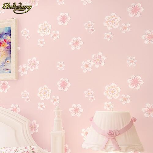 Beibehang Girl Pink Pastoral Floral 3D Non wovens Wallpaper Kids Room Princess Room Bedroom Romantic papel de parede