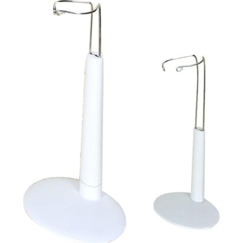White Adjustable Metal Fashion Doll Stand Bear Display Holder C Type 2 Pieces