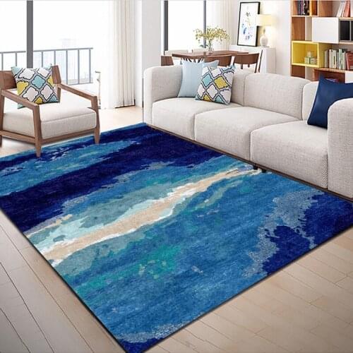 Free Shipping Dark Blue Rugs For Bedroom Fashion Modern Abstract Living Room Carpet Non-Slip Home Decoration Large Floor Mat Rug