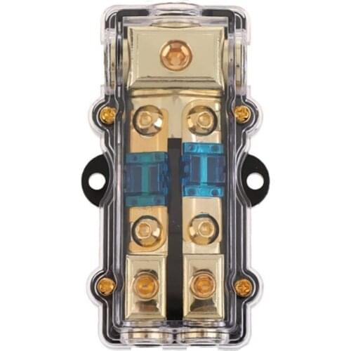 Power Distribution Block (2 Way) 4/8 AWG Gauge AGU Fuse Holder Distribution Block 4 Gauge in to (2) 8 Gauge Out