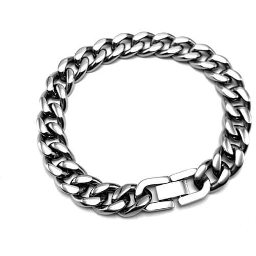 10.5 mm Pure Titanium Curb Chain Bracelet for Men And Women