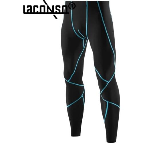 LACONSO Mens Sports Pants Leggings Fitness Jogger Male Clothing Tracksuit Training Trousers Gym Loose Hips Workout Compression