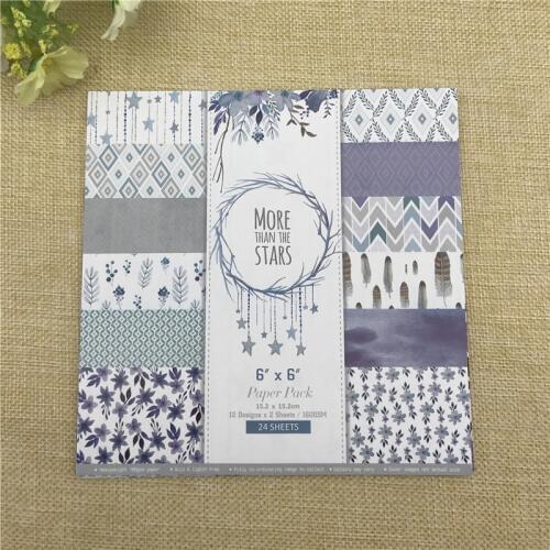 24 sheet 6"X6" STARS of the flower patterned paper Scrapbooking paper pack handmade craft paper craft Background pad