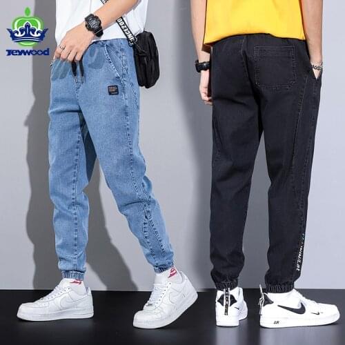 Large size M-8XL Jeans Mens Loose Harlan Ins Beam Feet Cotton Text Embroidery Casual Pants Korean Jogger Cargo Baggy Trousers