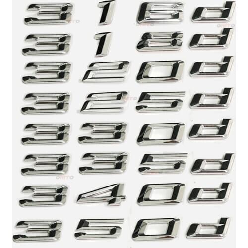 Car Trunk Rear Emblem Badge Letters 3D Chrome Discharge Capacity Car Model Refitting Badge Sticker For BMW 318d 320d 325d 330d
