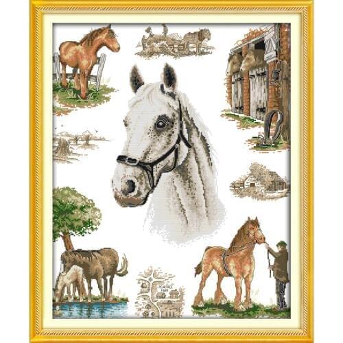 Everlasting Love The Home Of Horse Chinese Cross Stitch Kits Ecological Cotton Stamped 14 11CT DIY New Year Decorations For Hone