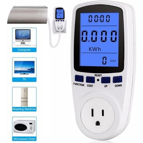 ZK30 220V AC EU Digital LCD Power Meter Wattmeter Socket Wattage Kwh Energy Meter FR US UK AU BR Measuring Outlet Power Analyzer