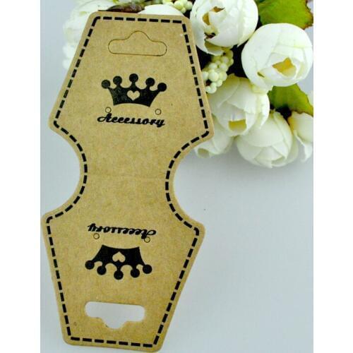 No Logo Necklace Cards 500pcs/lot 9.7x4.5cm Brown Paper Jewelry Display Packaging Card With Crown Design Free Shipping