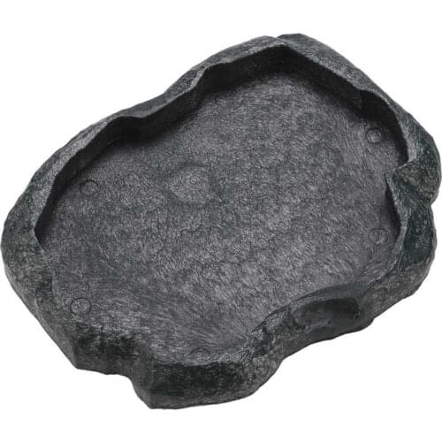 ABS Resin Reptile Rock Food Dish Feeder Bowl For Tortoise Lizard Food Durable Water Feeding Container Plate Pet Products Feeder