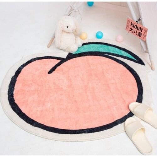Cartoon Peach Carpet Cat Pattern Bedroom Rug Anti-slip Floor Area Rugs Absorb Water Door Mat Washable Room Footpad Home Decor