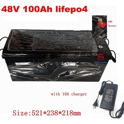 Lithium 48v 100AH lifepo4 batterie with BMS for tricycle golf cart inverter Solar energy storage scooter + 10A charger