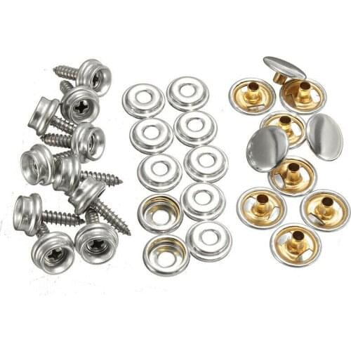 30PCS 15mmStainless Steel Tapping Snap Fastener Kit Tent Marine Yacht Boat Canvas Cover Tools Sockets Buttons Car Accessories