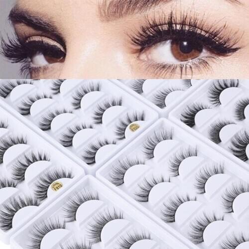 3D Synthetic Hair False Eyelashes 5 Pairs Natural Thick Long Eye Lashes Wispy Makeup Beauty Eye Extension Tools