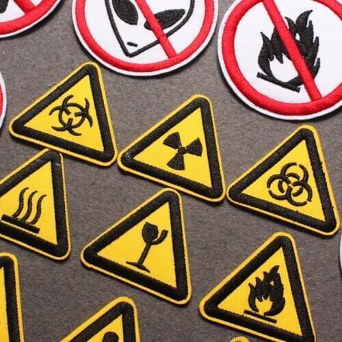 Nuclear Biochemical Warning sign Patches For Clothing Punk Clothes Stripes Ban Badge Patch Embroidered Patches On Clothes Decor