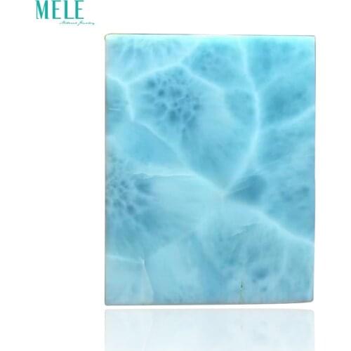 Natural Dominican sea lines stone Larimar square brand Bare stone Pendant