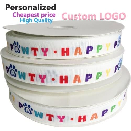 Custom Printed Logo Decoration Personalized Colorful Heat Transfer Grosgrain Ribbon For Wrapping