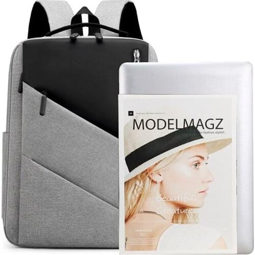 Man USB Charging Business Shoulders Backpacks Oxford 13.3Inch Laptop Backpack Panelled Color Reflective Stripe Casual Backpack