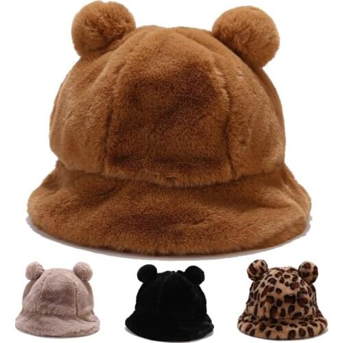 Bucket Hat Fluffy Women Autumn Winter Warm Ears Casual Holiday Outdoor Accessory For Young Lady Teenagers
