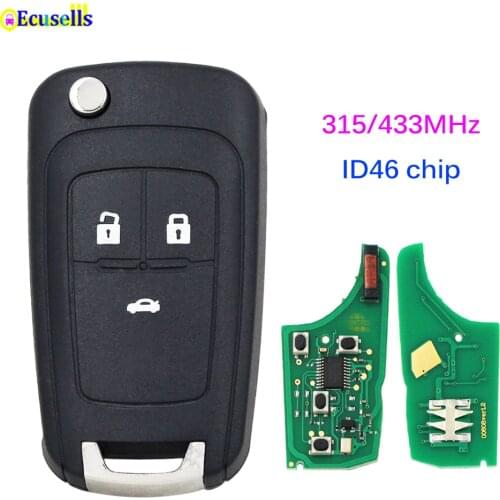 3 Buttons 315MHz 433mhz folding Flip Remote Key fob with ID46 chip For Chevrolet Cruze Orlando Aveo HU100 uncut