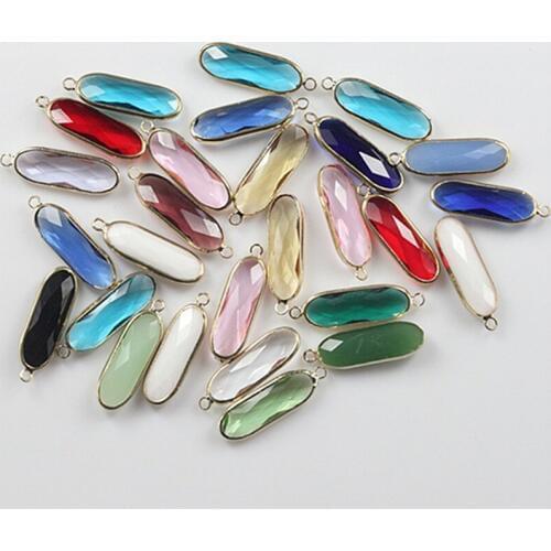 1Lot Best Quality 9x27mm Faceted Glass Beads for DIY Jewelry Making Fashion Oval Crystal Bead Connector Jewelry Finding