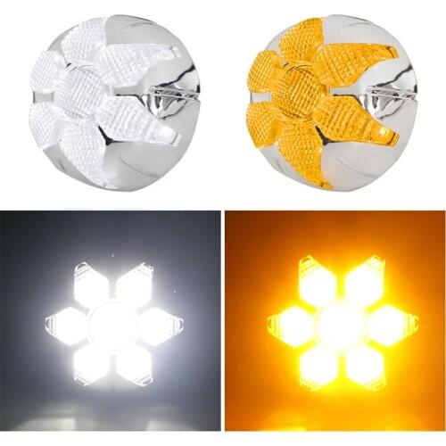 Turn Signal Indicator Light Motorcycle Bullet Lamp 1156 1157 White/Amber LED Inserts Light For Moto Harley Sportster Dyna FLSTF