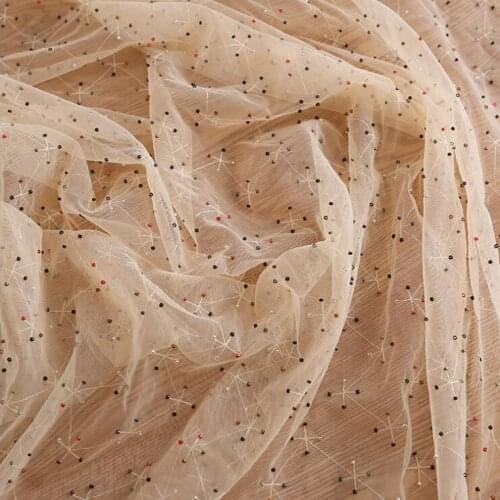 Polyester beaded tube embroidered net gauze wedding dress cheongsam embroidered fabric