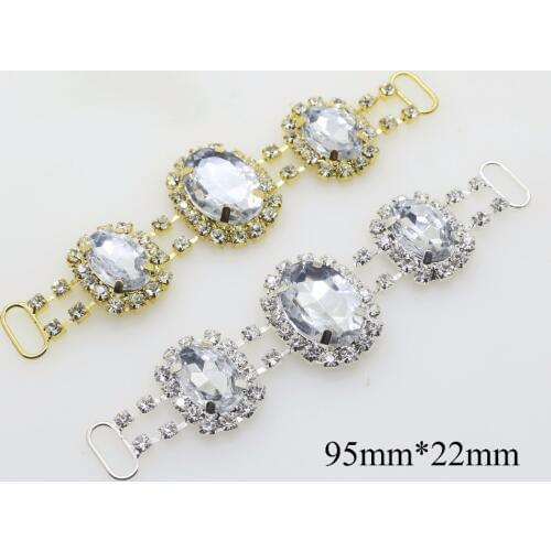 High Quality 2 pcs/lot 95mm*22mm Clear Acrylic Rhinestone Swimsuit chain Bikini connector Fit For Swimming Wear Bridal Dress
