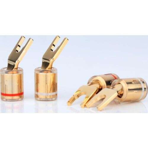 High Quality SY1528 High Quality Gold Plated Speaker Banana Spade Plug Screw Type