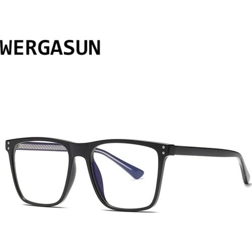 WERGASUN Fashion Square Glasses Frame Men Vintage Women Optical Transparent Clear Lens Eyeglasses Myopia Frame Computer Eyewear