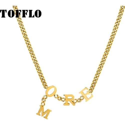 TOFFLO Stainless Steel Jewelry More Letter Necklace Women Fashion Clavicle Chain BSP1036