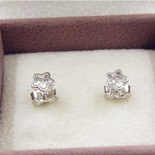 Original Starshine With Cubic Zirconia Studs 925 Sterling Silver Earrings For Women Wedding Gift Fine Birthday Jewelry
