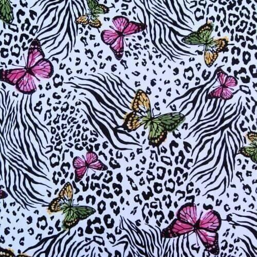 1 yard Cotton Woven Fabric, butterfly and stripe on white, for clothing, handmaking, craft, curtain,bedding (width=140cm)