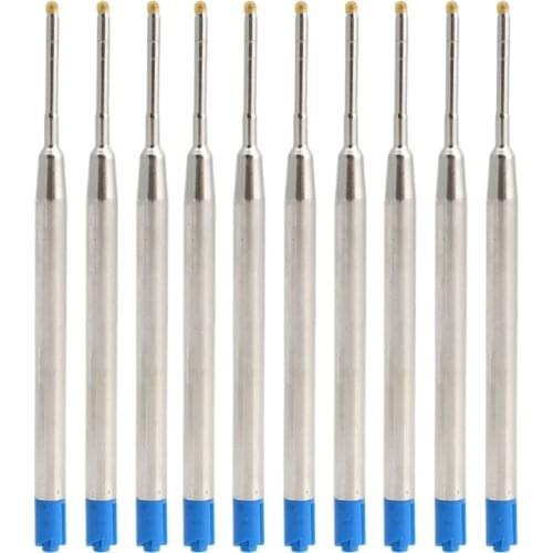 10pcs Universal Standard Style Blue Ink 1MM Medium Nib Ball Point Pen Refills Q1JC