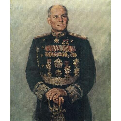 100% Handpainted oil painting # World War II General Portrait of Soviet Russia General Ivan stepanovic konev painting on canvas