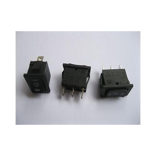 12 pcs Rocker Switch KCD1 ON/OFF/ON Black 3pin 6A 10A