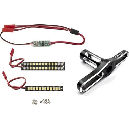 2 Set RC Car Part: 1 Set 70Mm 58Mm Front Rear Bumper Led Light Bar & 1 Pcs 17Mm Wheel Nuts Sleeve Hex Wrench Tool