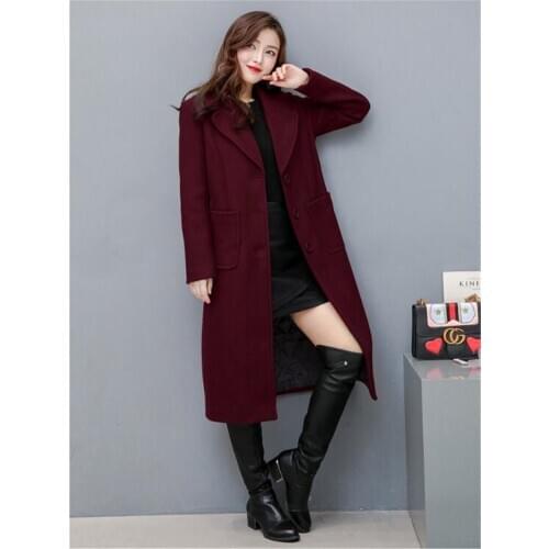 2020 women woolen coat long outwear female elegant office long-sleeved women suit jacket outdoor parkas autumn ladies overcoat