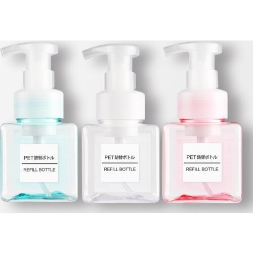 4pcs PET Foaming Bottle 250ml Cosmetic Sub-bottle Facial Cleanser Shampoo Foaming Dispenser Lotion Liquid Square Bottle 4 Colors