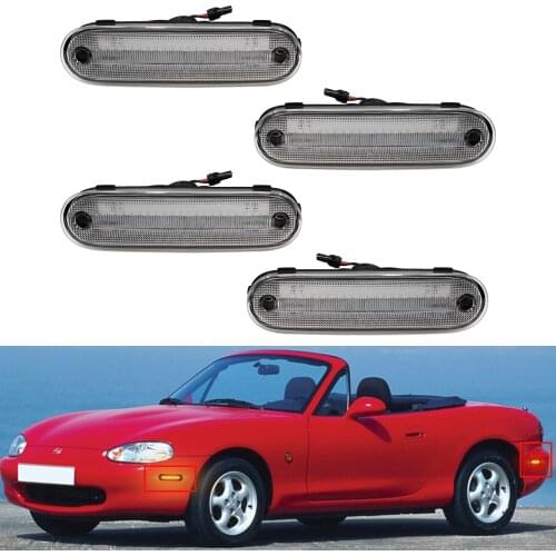 For 90-05 Mazda Miata MX-5 NA NB Led Side Marker Light Amber&Red 4Pcs Clear Lens Driver Corner/Park Lamp