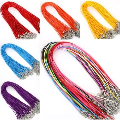 5/10 Pcs/Lot 1.5 MM Leather Chain Handmade Adjustable Braided Rope Necklaces & Pendant Charms Findings Lobster Clasp String Cord