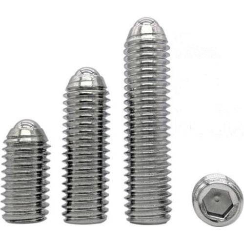 5-10pcs M3 M4 M5 M6 M8 304 stainless steel Hex Socket Allen Spring Ball Plunger Grub Point Set Screw Bolt