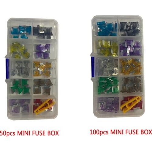 Auto Mini Car Fuse Box 100PCS 50PCS 2A 3A 5A 7.5A 10A 15A 20A 25A 30A 35A Amp with Box Clip Assortment Blade Type Fuse Set Truck