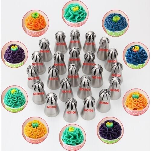 Free Shipping 23pcs/set Stainless steel Pastry Twist Nozzles set Icing Sphere Flower Nozzles Set