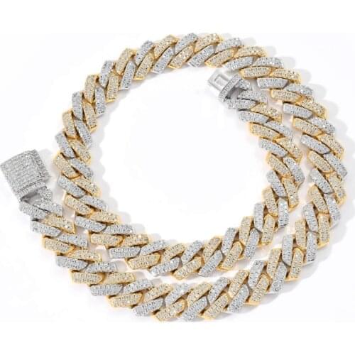 Fashion Hip Hop Cuban Chain Gold Siver Color Ice Out Full Cubic Zircon Men Necklace High Quality Link for Couple Jewelry