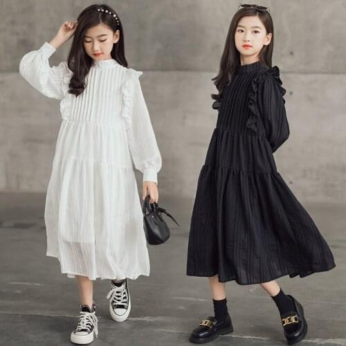 Childrens Dresses Long Autumn Girl Clothing Solid Kids Winter Dress Outdoor Teenager Costume 12 13 Years Old Girls Shirt Dress