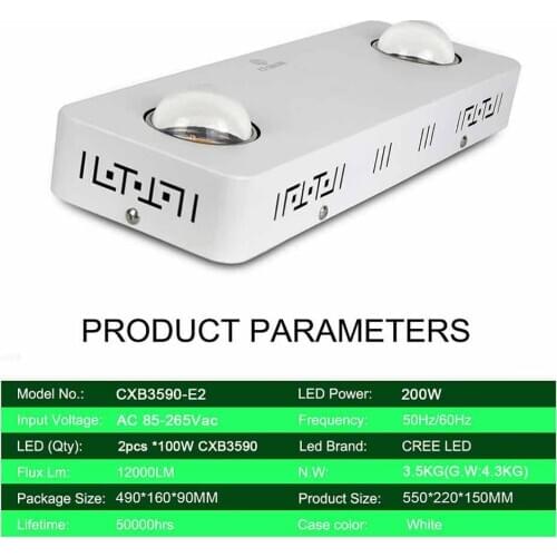 Dimmable CREE CXB3590 COB LED Grow Light Full Spectrum 200W 3000K 3500K 5000K Growing Lamp For Indoor Plant Growth Panel Lightin