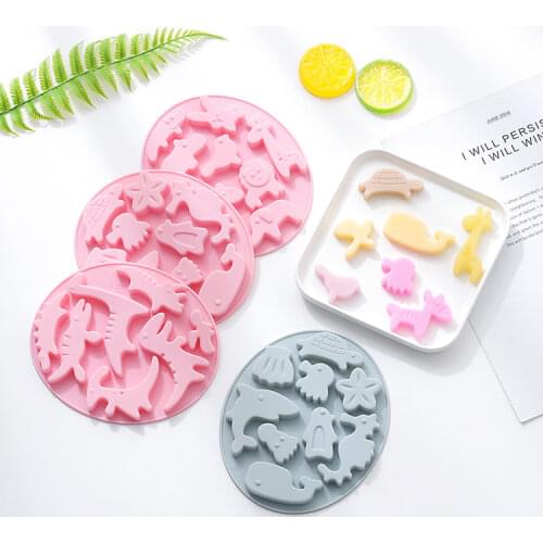 Cartoon animal chocolate mold sea animal cake mold candy pudding ice cube mold DIY baking cake fudge decoration tool 16.6*14cm