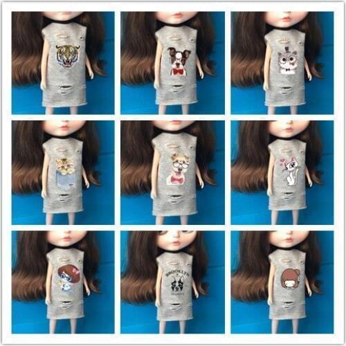 30cm Blyth doll T-shirt fashion Pullip Doll Clothing Cartoon Hoodies for ob24 Azone Licca for 1/6 Doll Accessories for barbie
